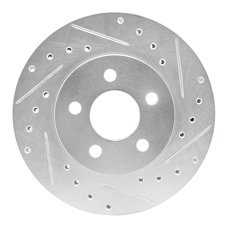 Chrysler Voyager Brake Rotor (1) - Front Right - R1 Concepts - Drilled & Slotted - Silver - `96-`00